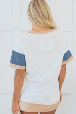 Best Dear-Lover Colorblock Patchwork Side Split Tunic T Shirt Multicolour