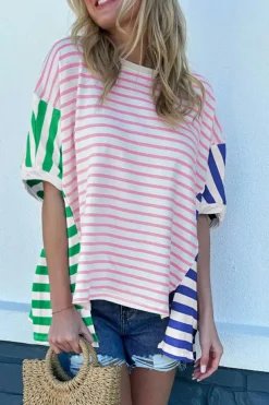 Outlet Dear-Lover Colorblock Patchwork Baggy T Shirt Multicolour