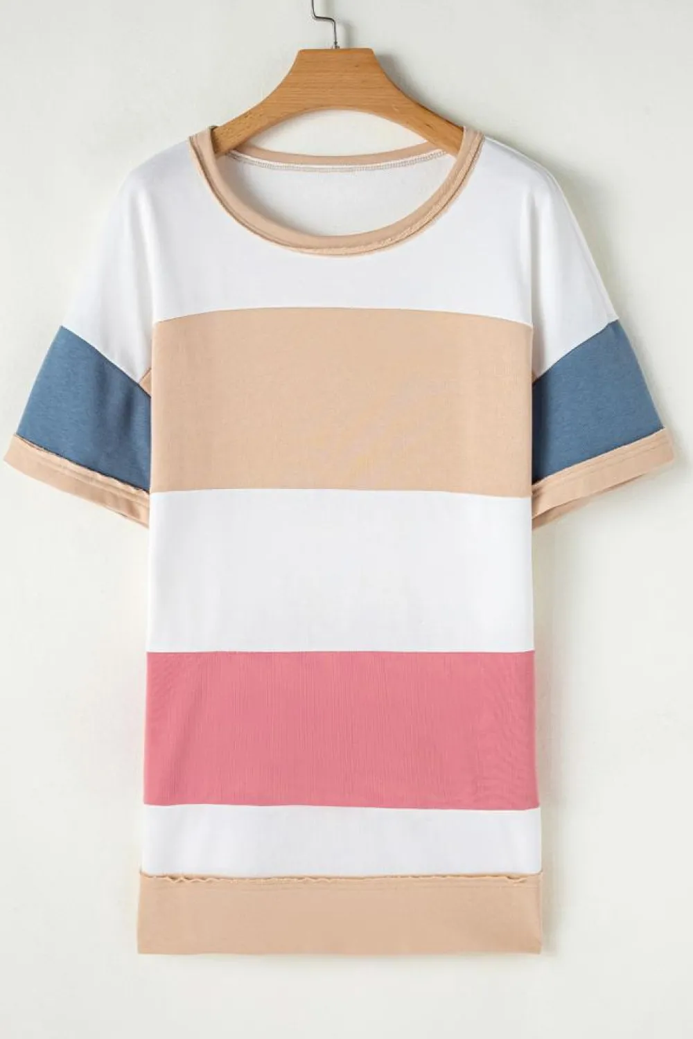 Best Dear-Lover Colorblock Patchwork Side Split Tunic T Shirt Multicolour