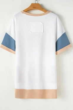 Best Dear-Lover Colorblock Patchwork Side Split Tunic T Shirt Multicolour