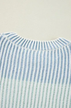 Best Dear-Lover Colorblock Textured Knit Bubble Sleeve Sweater Multicolour
