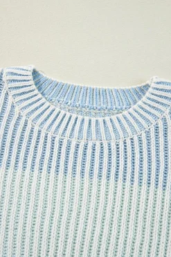 Best Dear-Lover Colorblock Textured Knit Bubble Sleeve Sweater Multicolour
