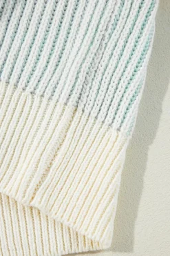 Best Dear-Lover Colorblock Textured Knit Bubble Sleeve Sweater Multicolour