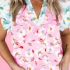 Online Dear-Lover Contrast Floral Patchwork Notched Neck Flutter Sleeve Blouse Multicolour