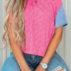 Hot Dear-Lover Corded Colorblock Crewneck Tee Multicolour