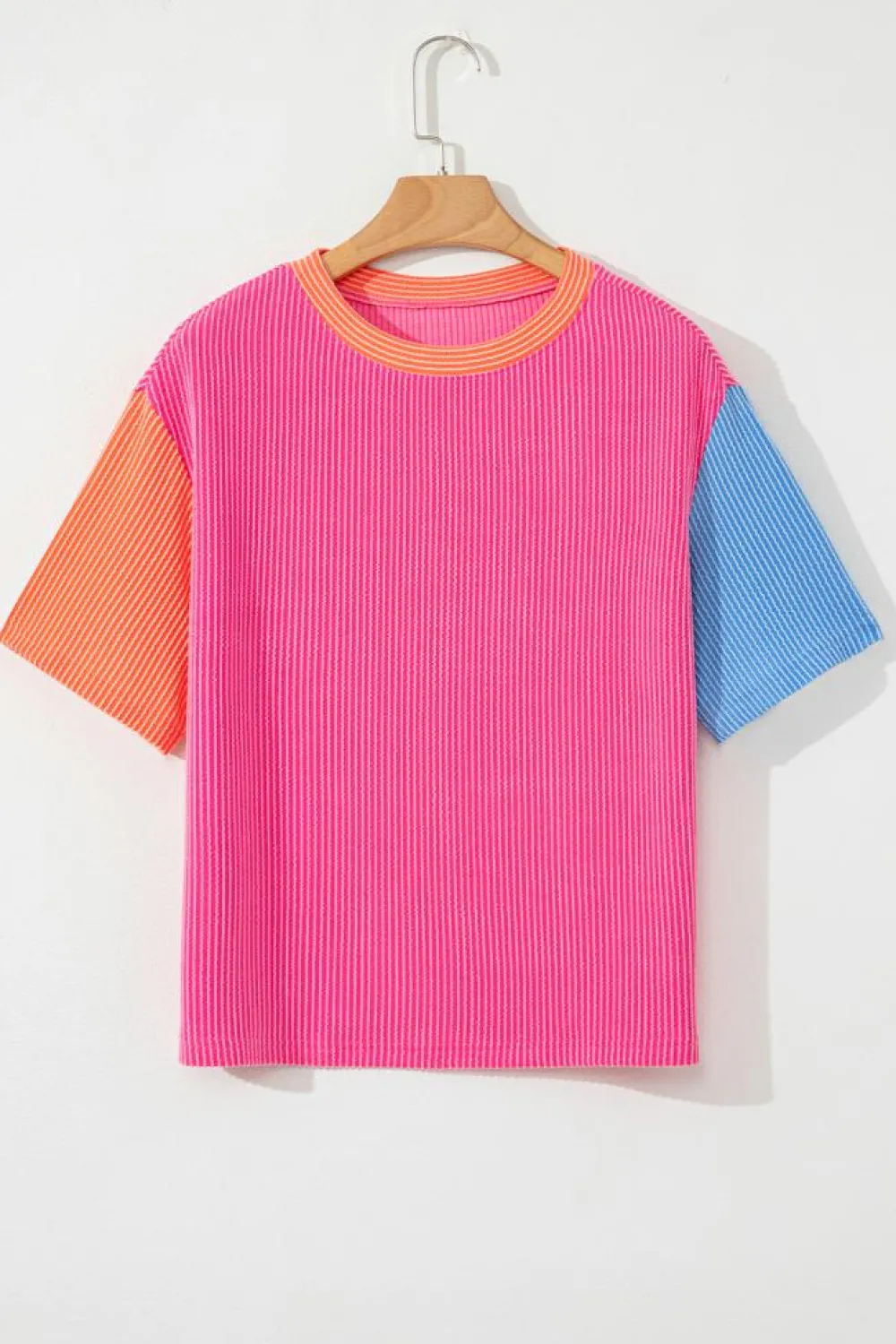 Hot Dear-Lover Corded Colorblock Crewneck Tee Multicolour
