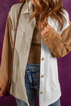 Discount Dear-Lover Corduroy Colorblock Loose Shacket Multicolour