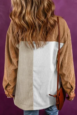 Discount Dear-Lover Corduroy Colorblock Loose Shacket Multicolour