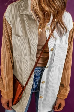Discount Dear-Lover Corduroy Colorblock Loose Shacket Multicolour
