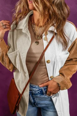 Discount Dear-Lover Corduroy Colorblock Loose Shacket Multicolour