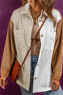 Discount Dear-Lover Corduroy Colorblock Loose Shacket Multicolour