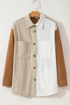 Discount Dear-Lover Corduroy Colorblock Loose Shacket Multicolour