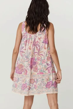 Best Dear-Lover Floral Print Fringed Tie U Neck Sleeveless Mini Dress Multicolour