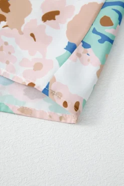 Outlet Dear-Lover Floral Print Ricrac Trim Collared Puff Short Sleeve Shirt Multicolour