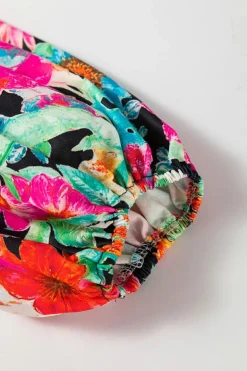 Hot Dear-Lover Floral Print Bubble Sleeve V Neck Ruffled Blouse Multicolour