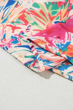 Outlet Dear-Lover Floral Ruffled Sleeve V Neck Summer Blouse Multicolour