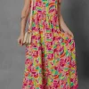 Hot Dear-Lover Floral Tied Straps Ricrac Trim Maxi Dress Multicolour
