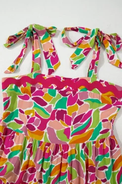 Hot Dear-Lover Floral Tied Straps Ricrac Trim Maxi Dress Multicolour