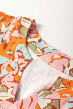 Best Dear-Lover Floral Tiered Ruffled Short Sleeve Blouse Multicolour