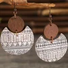 New Dear-Lover Geometric Print Drop Wood Earrings Multicolour