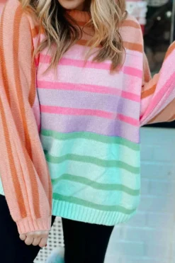 Outlet Dear-Lover Gradient Ribbed Edge Loose Sweater Multicolour