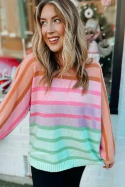 Outlet Dear-Lover Gradient Ribbed Edge Loose Sweater Multicolour