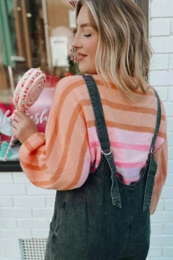 Outlet Dear-Lover Gradient Ribbed Edge Loose Sweater Multicolour
