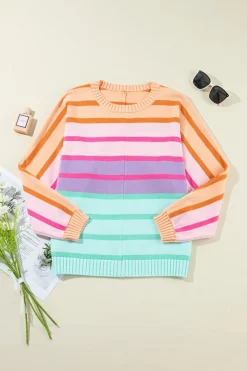 Outlet Dear-Lover Gradient Ribbed Edge Loose Sweater Multicolour