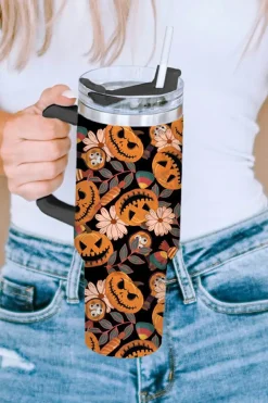 Fashion Dear-Lover Halloween Pumpkin Print 304 Stainless Vacuum Cup 40oz Multicolour