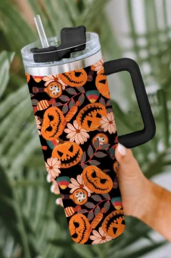 Fashion Dear-Lover Halloween Pumpkin Print 304 Stainless Vacuum Cup 40oz Multicolour