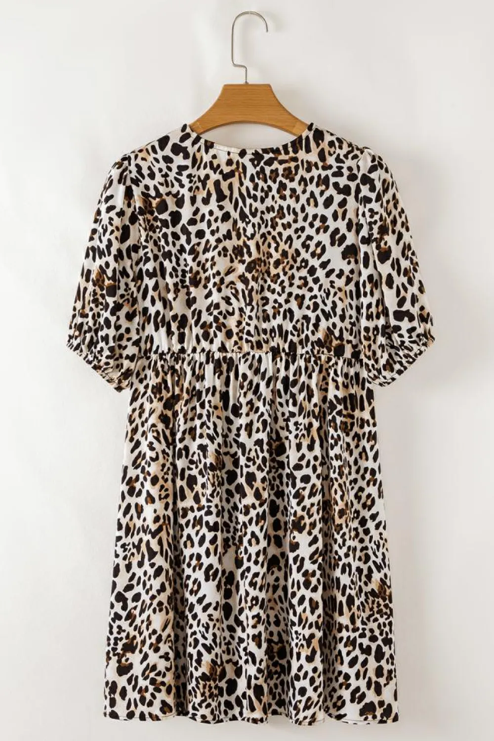 Outlet Dear-Lover Leopard Tie Front Puff Sleeve Short Flared Dress Multicolour