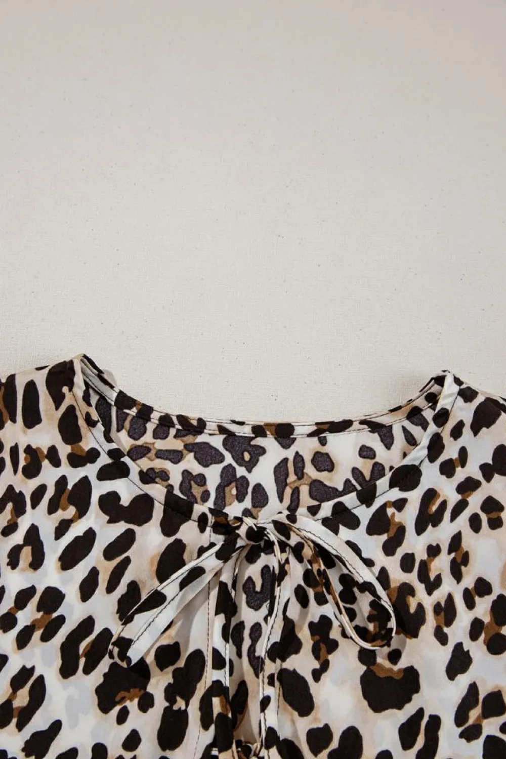 Outlet Dear-Lover Leopard Tie Front Puff Sleeve Short Flared Dress Multicolour