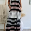 Hot Dear-Lover Mixed Stripes Spaghetti Straps V Neck Maxi Dress Multicolour