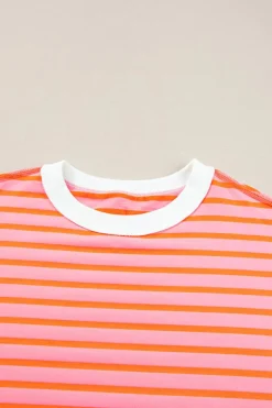 Best Dear-Lover Oversized Contrast Trim Exposed Seam High Low T Shirt Multicolour