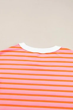 Best Dear-Lover Oversized Contrast Trim Exposed Seam High Low T Shirt Multicolour