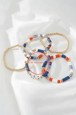 Best Dear-Lover 5pcs USA Independence Day Beaded Bracelet Set Multicolour