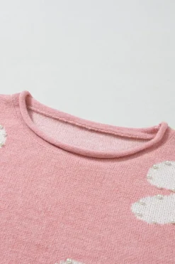 Best Dear-Lover Pearl Beaded Floral Drop Shoulder Sweater Multicolour