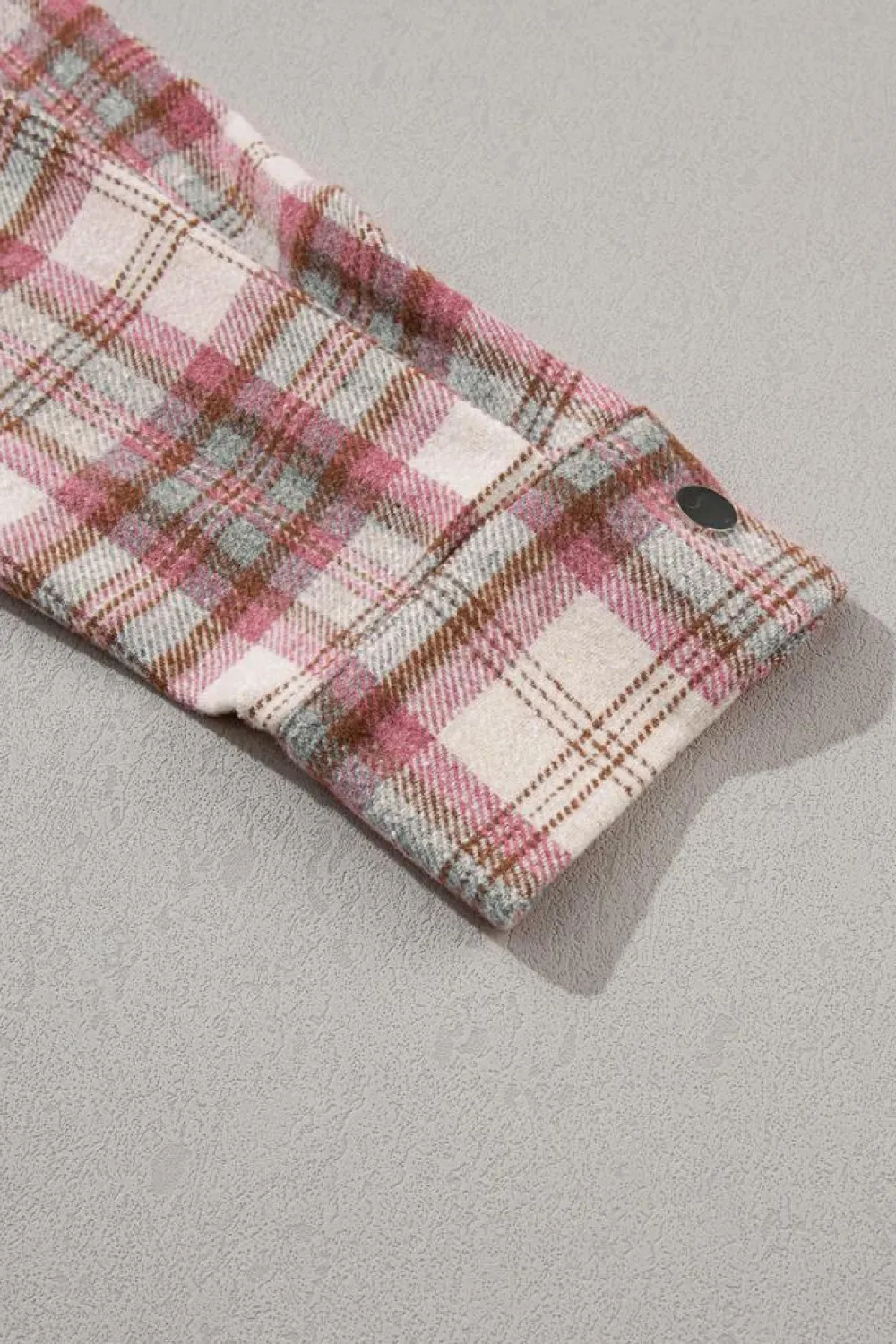 Best Dear-Lover Plaid Flap Pocket Hooded Raw Hem Jacket Multicolour