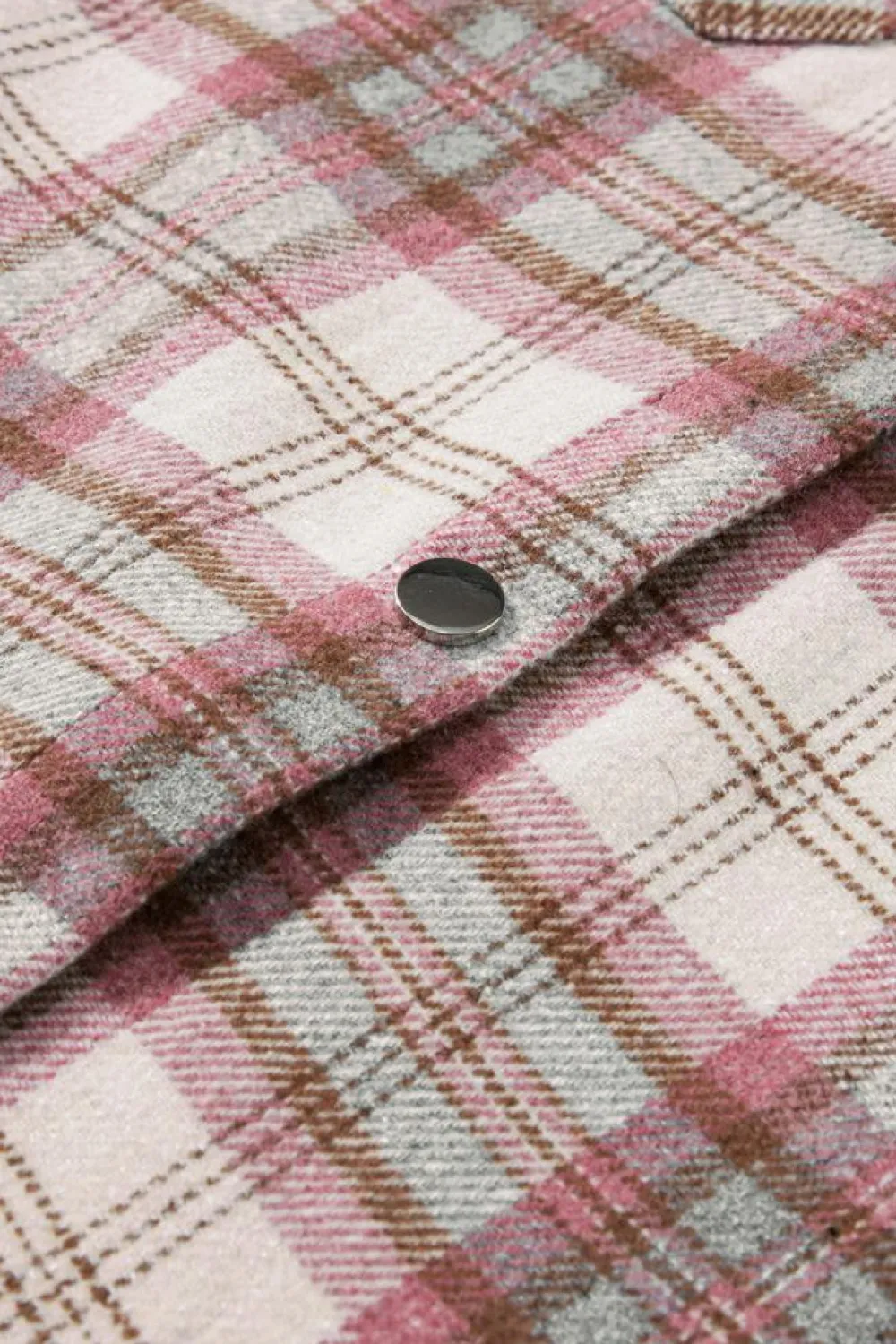 Best Dear-Lover Plaid Flap Pocket Hooded Raw Hem Jacket Multicolour
