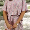 Outlet Dear-Lover Printed Ribbed Knit T Shirt and Shorts Lounge Set Multicolour