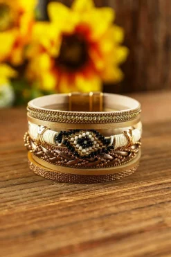 Online Dear-Lover Rhinestone Beaded Magnetic Buckle Bracelet Multicolour