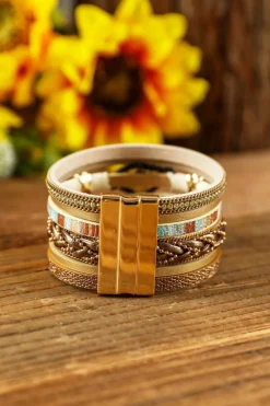 Online Dear-Lover Rhinestone Beaded Magnetic Buckle Bracelet Multicolour