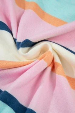 Best Dear-Lover Striped Color Block Flutter Sleeve Patchwork Sweater Top Multicolour