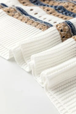 Outlet Dear-Lover Striped Hollow Out Half Sleeve Knitted Sweater Multicolour