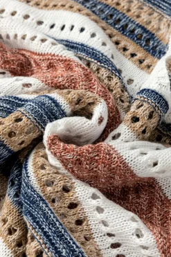Outlet Dear-Lover Striped Hollow Out Half Sleeve Knitted Sweater Multicolour