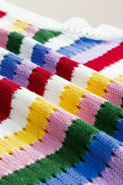 Clearance Dear-Lover Striped Knitted Eyelet Slim Sweater Vest Multicolour