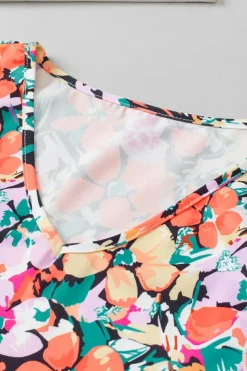 Fashion Dear-Lover Tiered Ruffled Sleeve Floral Blouse Multicolour