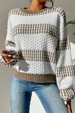 Discount Dear-Lover Vertical Stripes Two Tones Drop Shoulder Sweater Multicolour