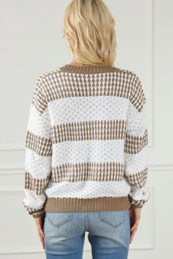 Discount Dear-Lover Vertical Stripes Two Tones Drop Shoulder Sweater Multicolour