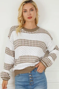 Discount Dear-Lover Vertical Stripes Two Tones Drop Shoulder Sweater Multicolour